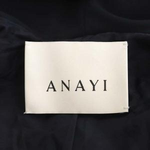 ANAYI ダブルクロスフードコート アウター ロング ベルト付き 38 紺 ネイビー