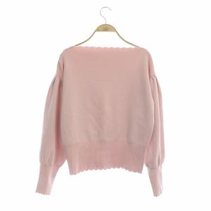 CELFORD スカラップニットプルオーバー カットソー 長袖 ボートネック 38 ピンク