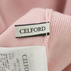 CELFORD スカラップニットプルオーバー カットソー 長袖 ボートネック 38 ピンク