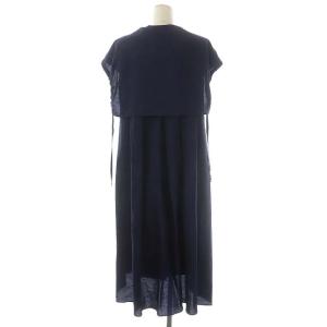 ADORE 22SS ドライタッチ麻ビックセーラーカラーワンピース 38 紺