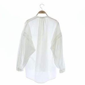 Drawer コットンギャザーシャツ ストライプ シアー アシンメトリー 38 ホワイト