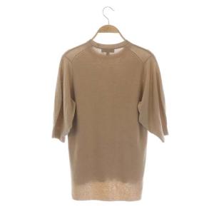 Drawer カシミヤ16G パフショートスリーブニット セーター アシンメトリー 2 ベージュ