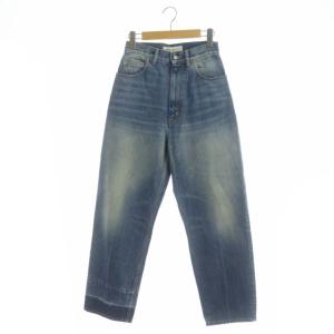 ハイウエストデニムパンツ テーパード ジッパーフライ 24 ブルー