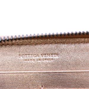 BOTTEGA VENETA 長財布 イントレチャート ラウンドジップ レザー ピンクゴールド