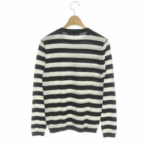 ENFOLD 20SS SOFT WOOLボーダーニットPO カットソー プルオーバー 長袖 38 ブラック ホワイト