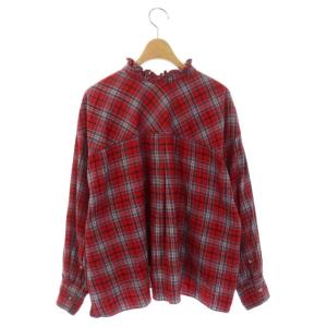 ISABEL MARANT ETOILE フリルネックチェックプルオーバー シャツ 長袖 34 レッド