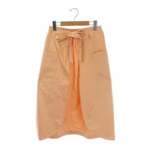 コットンラップスカート ロング フレア イージー 38 サーモンピンク