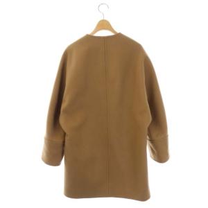 Drawer メルトンノーカラーコート ドルマン 比翼ボタン 38 ライトブラウン