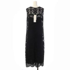Grace Class レースマキシワンピース ノースリーブ セミフレア ロング 36 ブラック