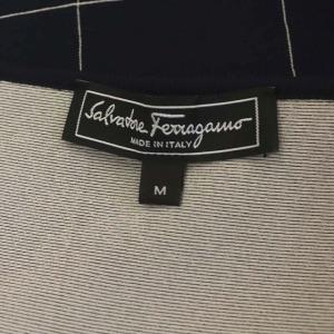 Salvatore Ferragamo ワンピース チェック フレア 切替 M ネイビー