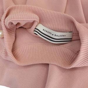 BORDERS at BALCONY 20SS サマーパールニット カットソー 半袖 パール装飾 36 ピンク