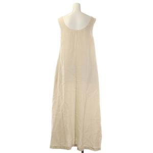 ebure リネンノースリーブワンピース ロング フレア スリット 36 ライトベージュ