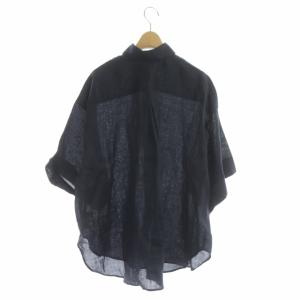 L'Appartement Hello,Bonjour 21AW Ramie Half シャツ ラミー ロールアップ ネイビー