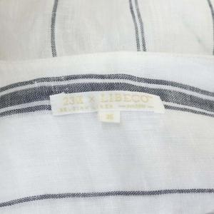 23区 × LIBECO LINEN ワンピース ロング 七分袖 ストライプ リネン 36 白 ホワイト