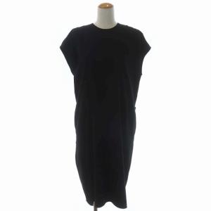 PEダブルクロス Twistコクーンドレス ワンピース ノースリーブ ロング フレア 36 濃紺 ダークネイビー