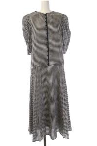 MEDI GINGHAM CHECK 2WAY PUFF SLEEVE DRESS ワンピースグレー