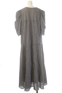 Ameri VINTAGE MEDI GINGHAM CHECK 2WAY PUFF SLEEVE DRESS ワンピースグレー