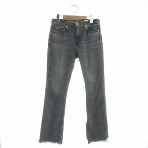 アンクルスリットフリンジデニムパンツ ジーンズ セミブーツカット スリット ダメージ加工 カットオフ 23 グレー