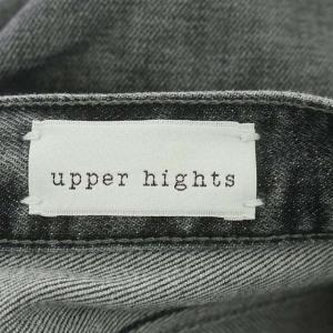 upper hights アンクルスリットフリンジデニムパンツ ジーンズ セミブーツカット スリット ダメージ加工 カットオフ 23 グレー