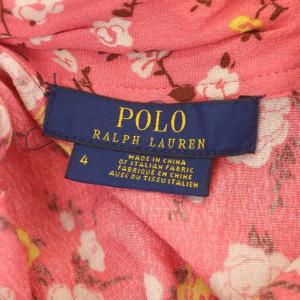 POLO RALPH LAUREN 花柄ボウタイワンピース 半袖 ひざ丈 フレア 前開き 総柄 4 ピンク