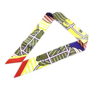 HERMES スカーフ ツイリー Quadrige Bayadere リボン シルク マルチカラー