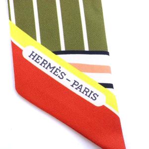 HERMES スカーフ ツイリー Quadrige Bayadere リボン シルク マルチカラー
