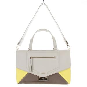 メトロポリス ショルダーバッグ ハンドバッグ 2way ロゴ レザー イエロー べージュ
