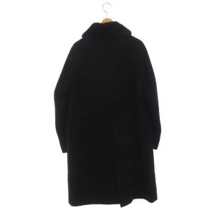 MARGARET HOWELL フロントフライウールコート ステンカラーコート アウター ロング ファーカラー 比翼ボタン 2 ブラック