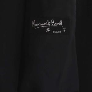 MARGARET HOWELL フロントフライウールコート ステンカラーコート アウター ロング ファーカラー 比翼ボタン 2 ブラック