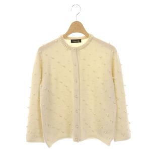 パールビーズカーディガン カシミヤ ニット 長袖 アイボリー