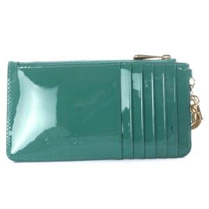 Christian Dior LADY DIOR カードホルダー コインケース カナージュ ラムスキン ツンドラグリーン