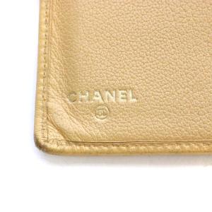 CHANEL 長財布 二つ折り カメリア ココマーク レザー ベージュ 15番台