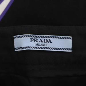 PRADA スカート 稲妻プリント フレア 42 ブラック ホワイト