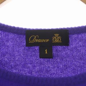 Drawer カシミヤ 半袖ニット セーター 薄手 プルオーバー 1 パープル
