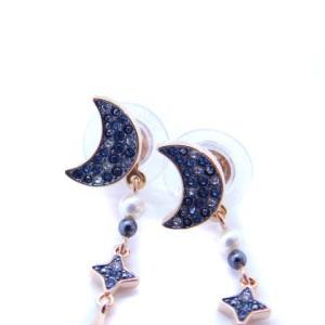 SWAROVSKI SYMBOLIC ピアス グラデュエーテッドクリスタル ストーン ムーンモチーフ ネイビー