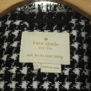 kate spade new york ツイードノーカラージャケット 総裏地 0 黒 白 ブラック ホワイト NJMUA135