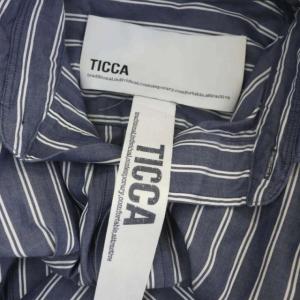 TICCA スクエアビッグシャツワンピース ひざ丈 長袖 F ネイビー ホワイト