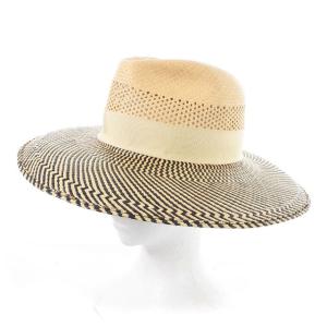 Borsalino パナマハット 帽子 リボン M べージュ ブラック
