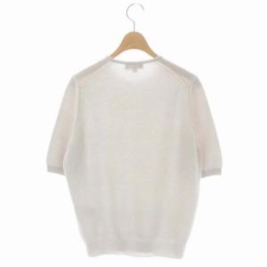 Drawer カシミヤクルーネック 半袖ニット セーター プルオーバー 1 ライトグレー