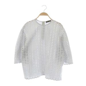 コットンエンブロダイリーブラウス プルオーバー ライトグレー