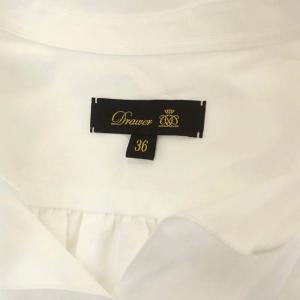 Drawer コットンスタンドカラーワンピース スキッパー 長袖 ロング フレア 36 白