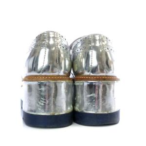 PRADA プラットフォームシューズ ウイングチップ 厚底 レースアップ レザー 37 シルバー