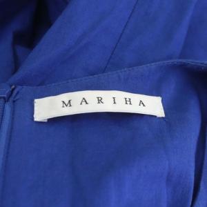 MARIHA マキシノースリーブワンピース フレア ギャザー ロング コットン 38 青 ブルー