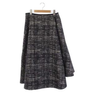 ジャカードアシンメトリーフレアスカート 40 ネイビー ホワイト
