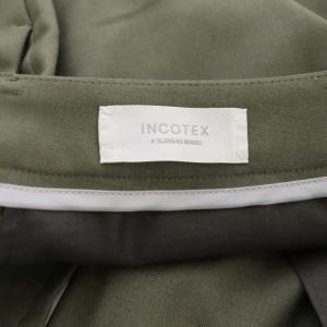 INCOTEX タックパンツ テーパード スリム ジッパーフライ 42 カーキ