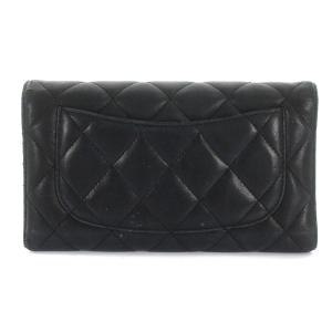 CHANEL マトラッセフラップ 二つ折り長財布 キルティング レザー 黒