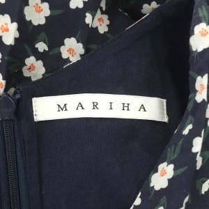 MARIHA フラワープリント ワンピース ロング フレア ウエストリボン付き 36 マルチカラー