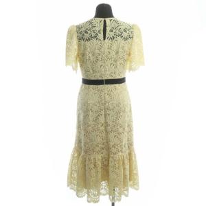 CELFORD 20SS リーフレースワンピース ロング ミモレ丈 半袖 34 イエロー