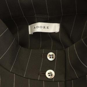 ADORE 20AW ラスターツイルワンピース 比翼仕立て リボン付き 38 ダークブラウン