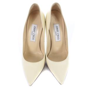 JIMMY CHOO パンプス ピンヒール ポインテッドトゥ レザー 23.5cm アイボリー